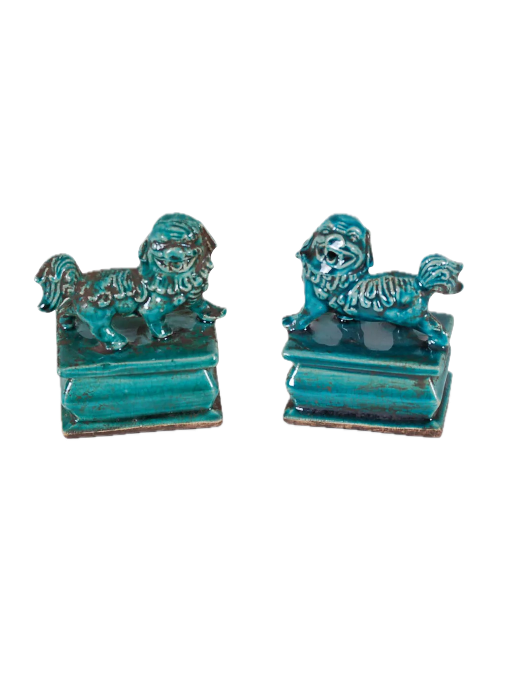 Pair of 4" Phoenix Green Foo Dogs